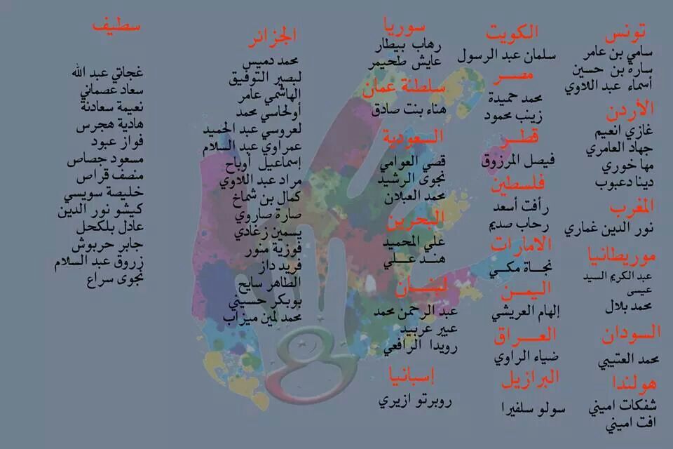 أسماء الفانين المُشاركين